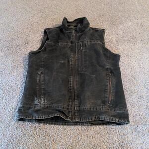 Kuhl Vest Mens Medium Brown Burr Fleece Lined Full Zip Canvas Vintage Patina Dye